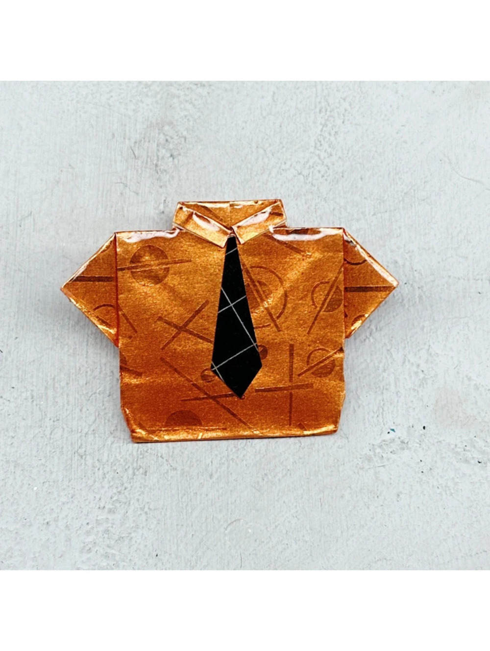 368u. Orange Resin Origami Brooch